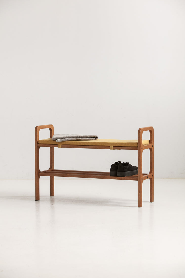 Bench with straight legs and cushion
