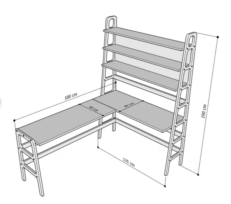 Bookshelf L-Shape Desk