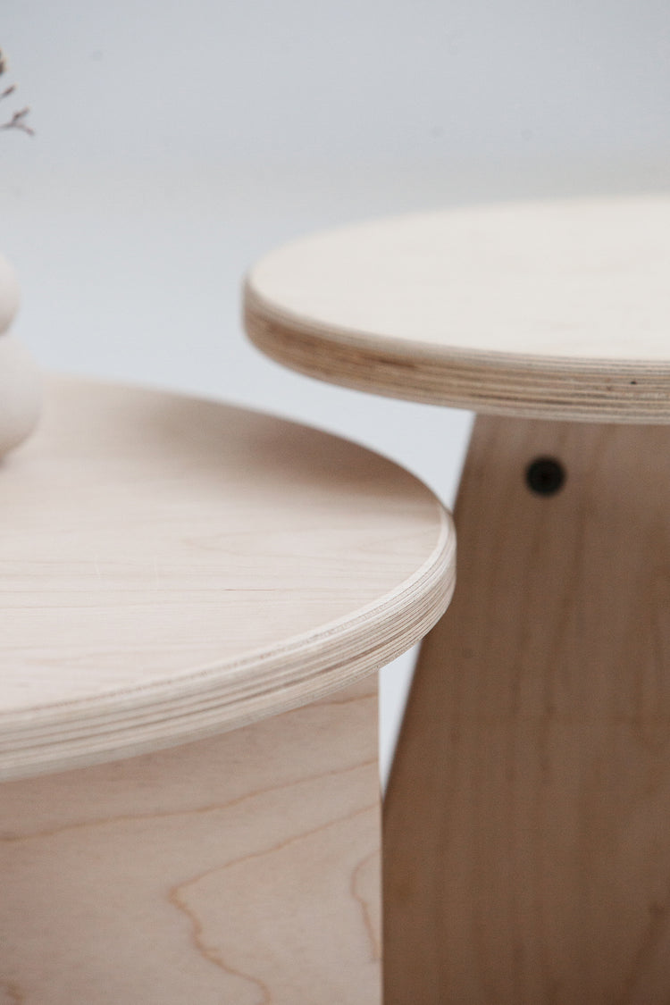 Eco-friendly nesting side tables set with natural plywood finish USA