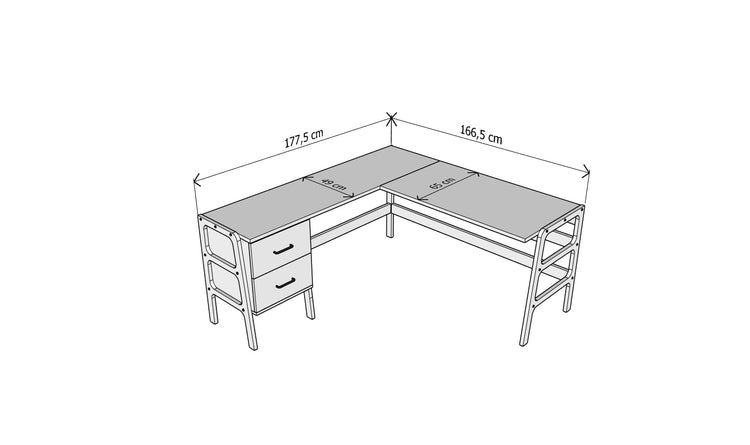 L-Shape Desk 13 with drawers