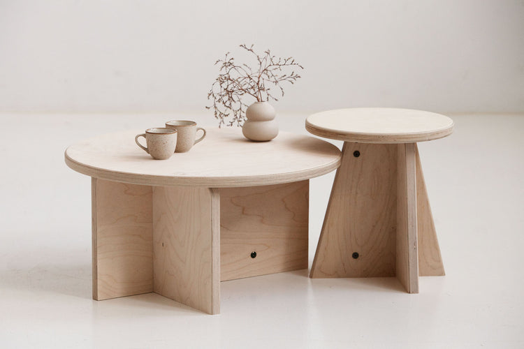 Handmade nesting coffee tables set modular design USA