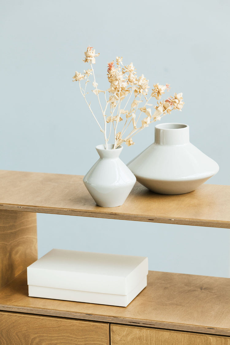 closeup-on-details-vase-on-wooden-mid-century-modern-bookcase