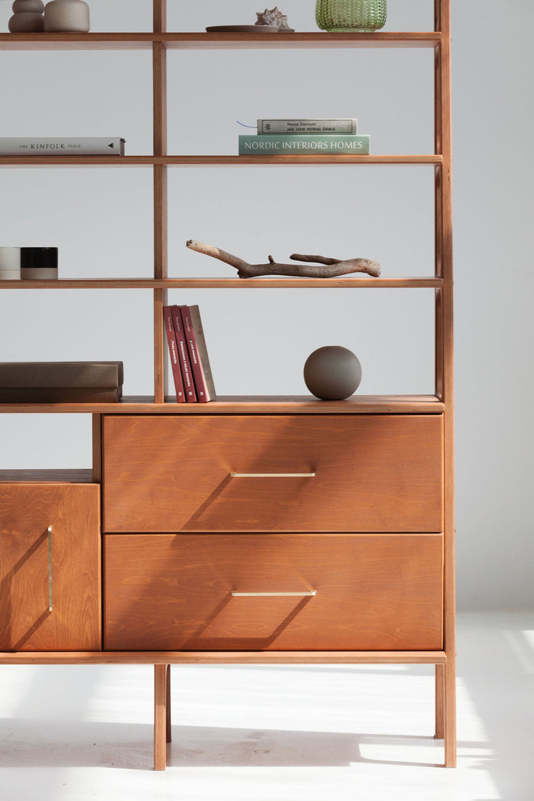 teak-mid-century-bookcase-drawers-with-brass-handles