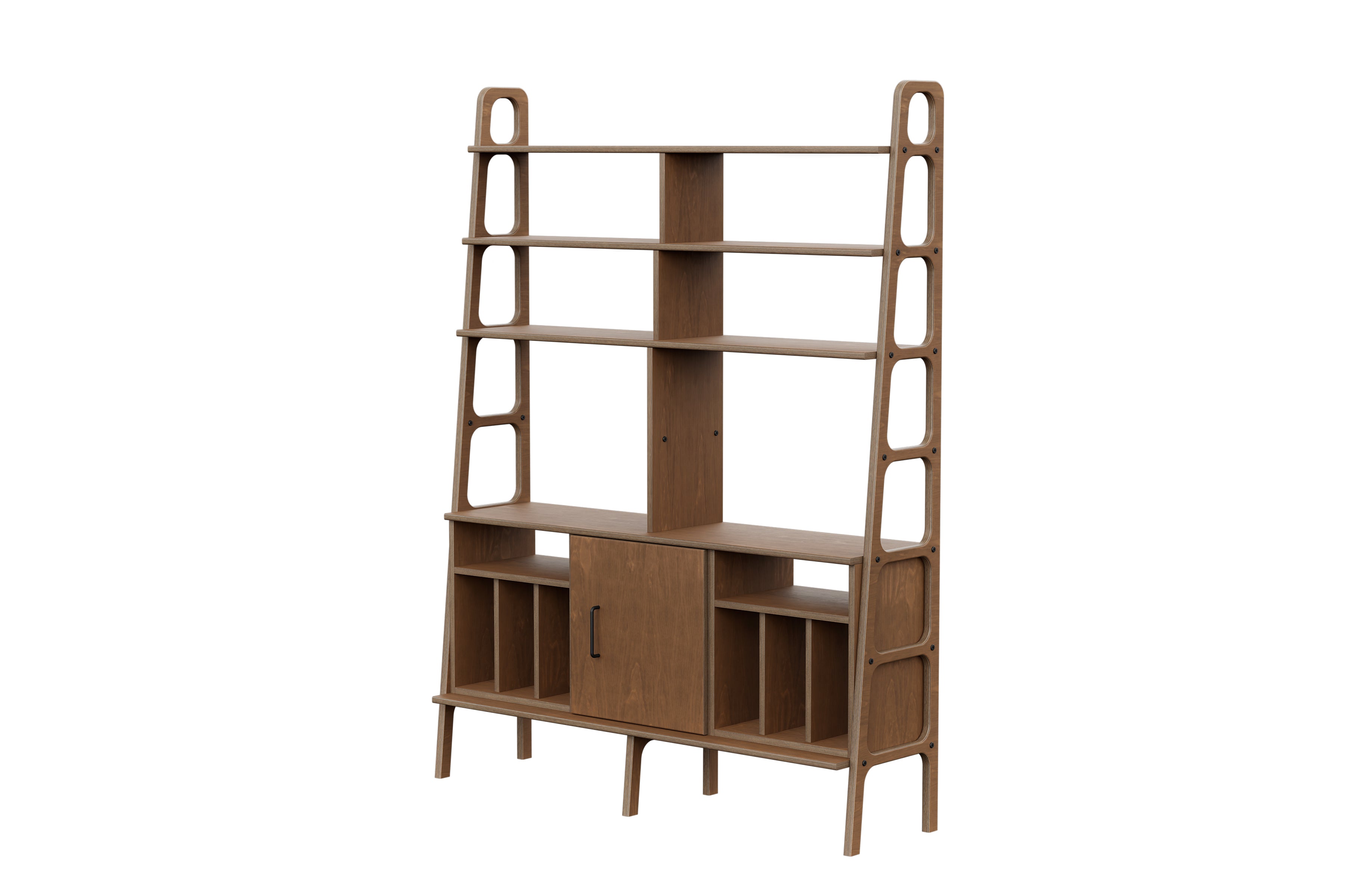 Maxi Bookcase: Stylish Mid-Century Drawers and Vinyl Storage