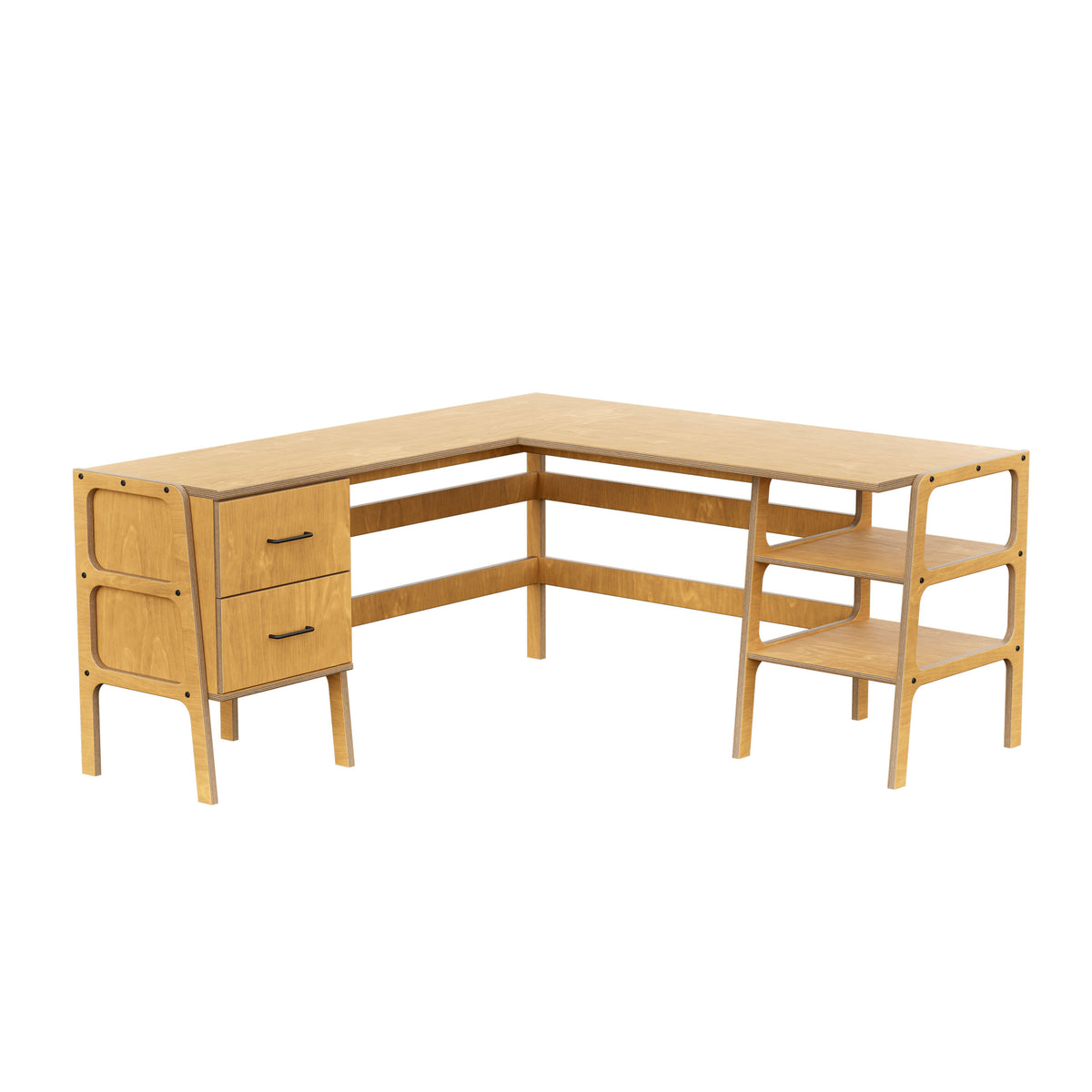 L-Shape Desk 11 with drawers and shelves