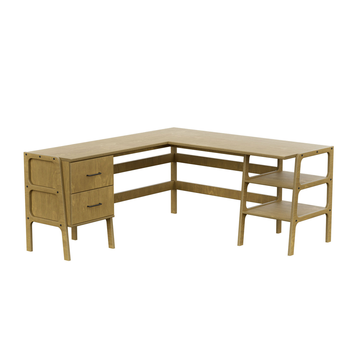 L-Shape Desk 11 with drawers and shelves