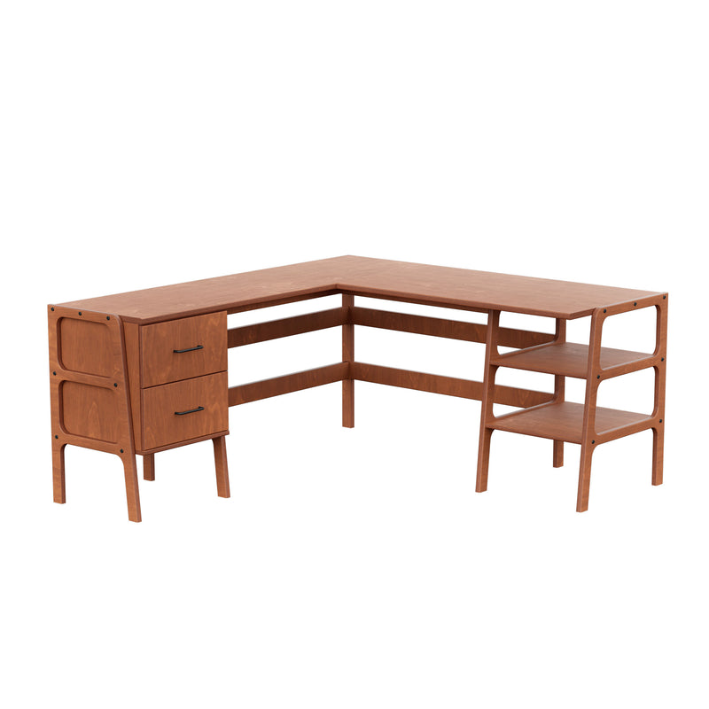L-Shape Desk 11 with drawers and shelves