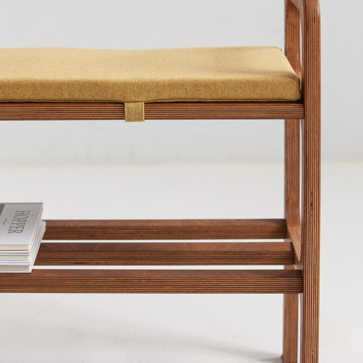 Bench with straight legs and cushion