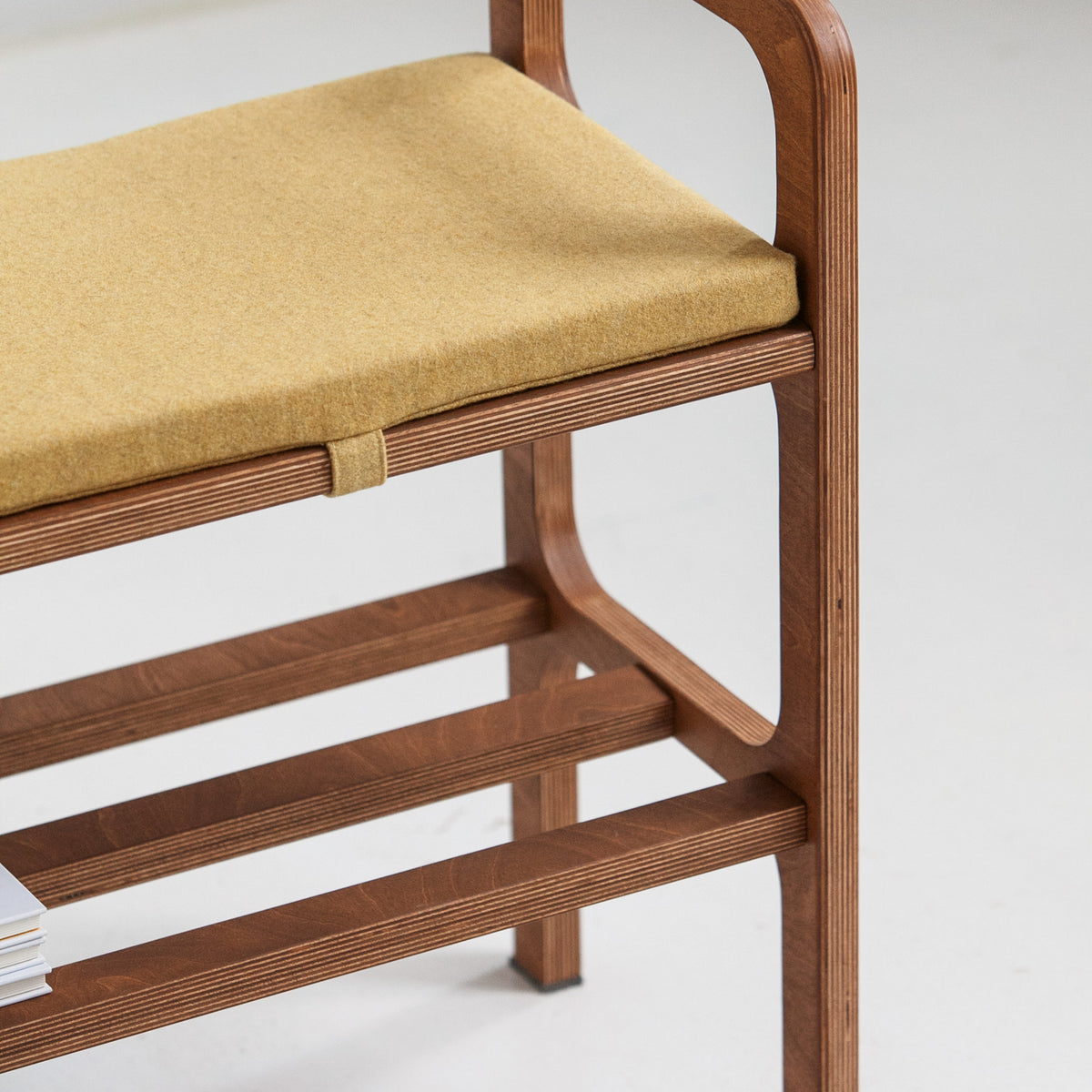 Bench with straight legs and cushion