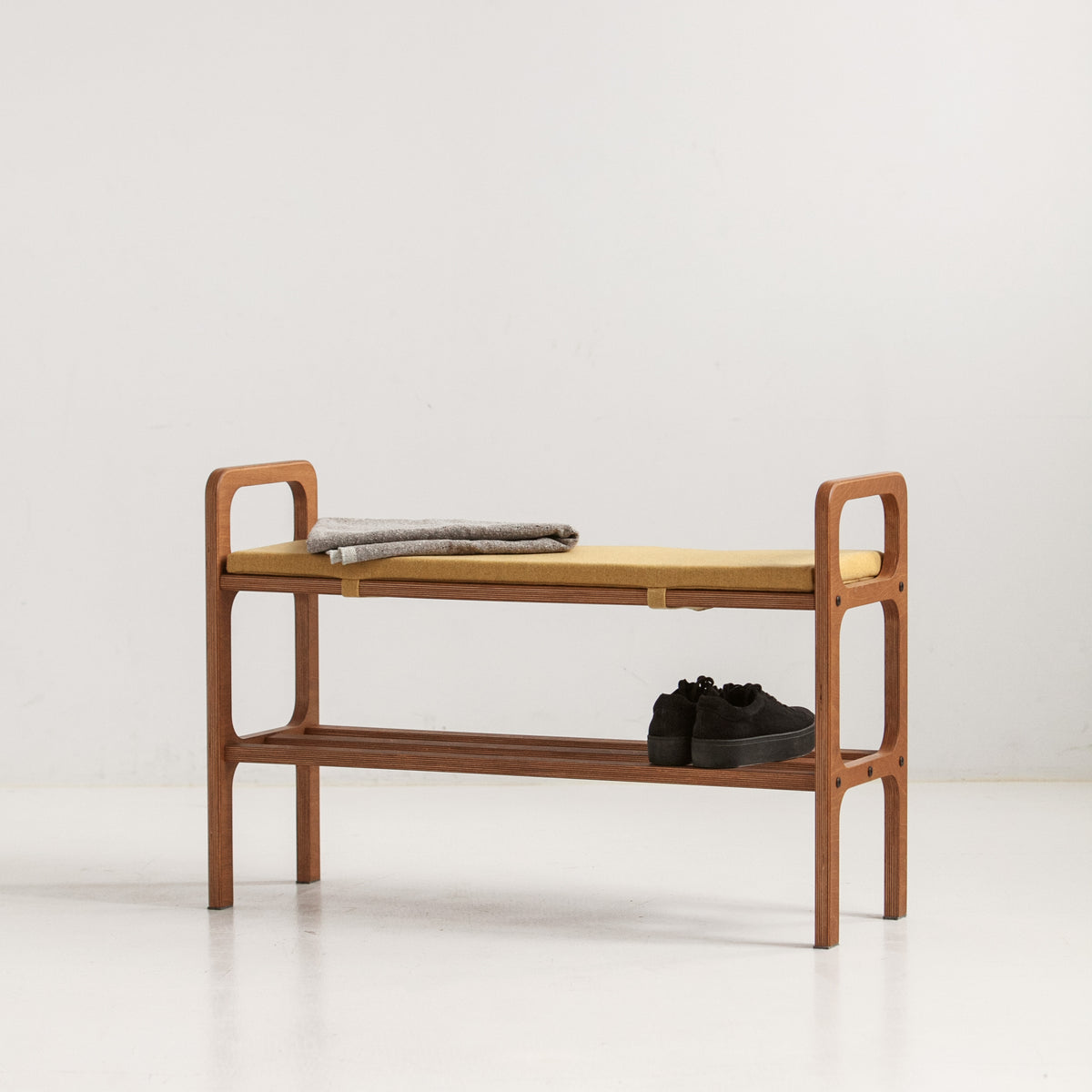Bench with straight legs and cushion