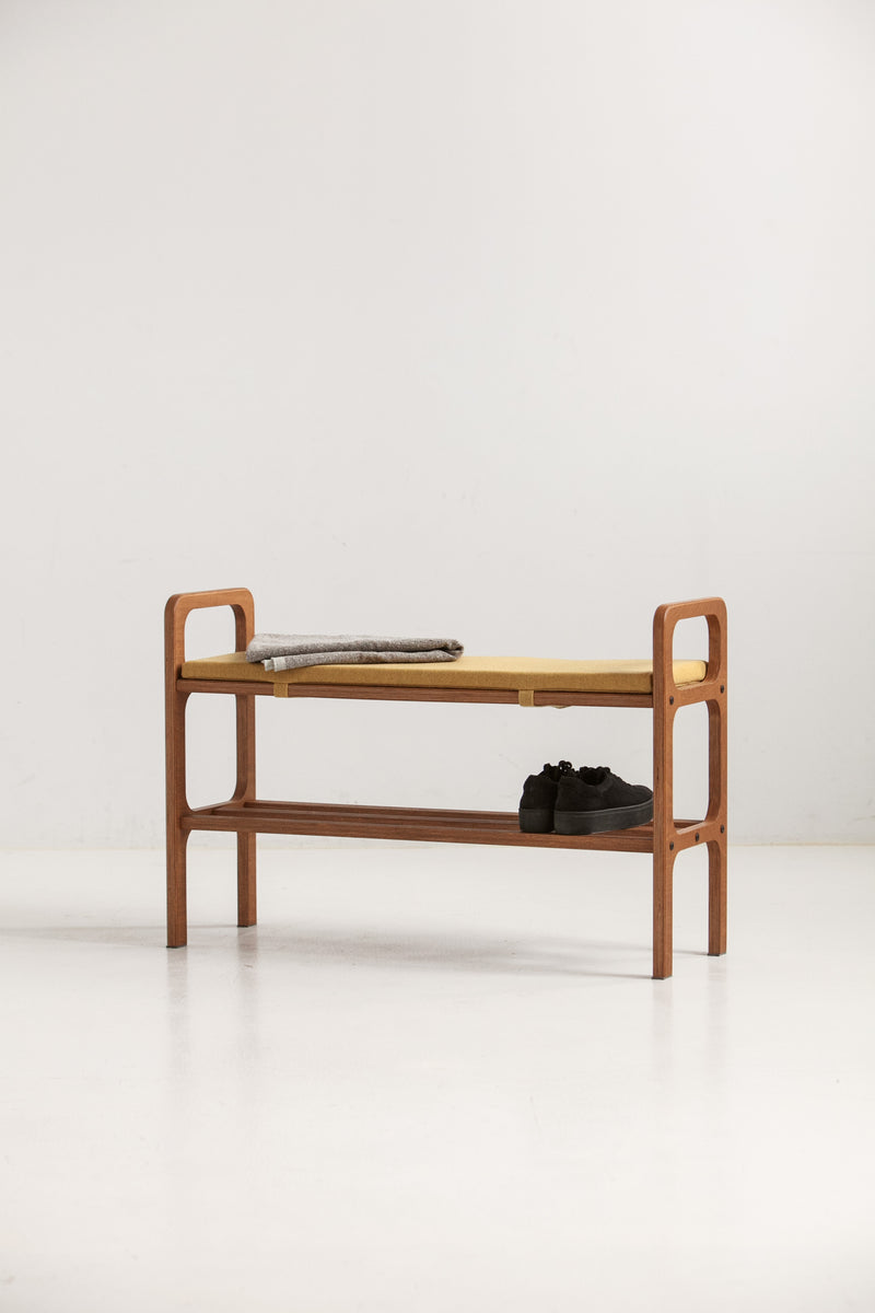 Bench with straight legs and cushion