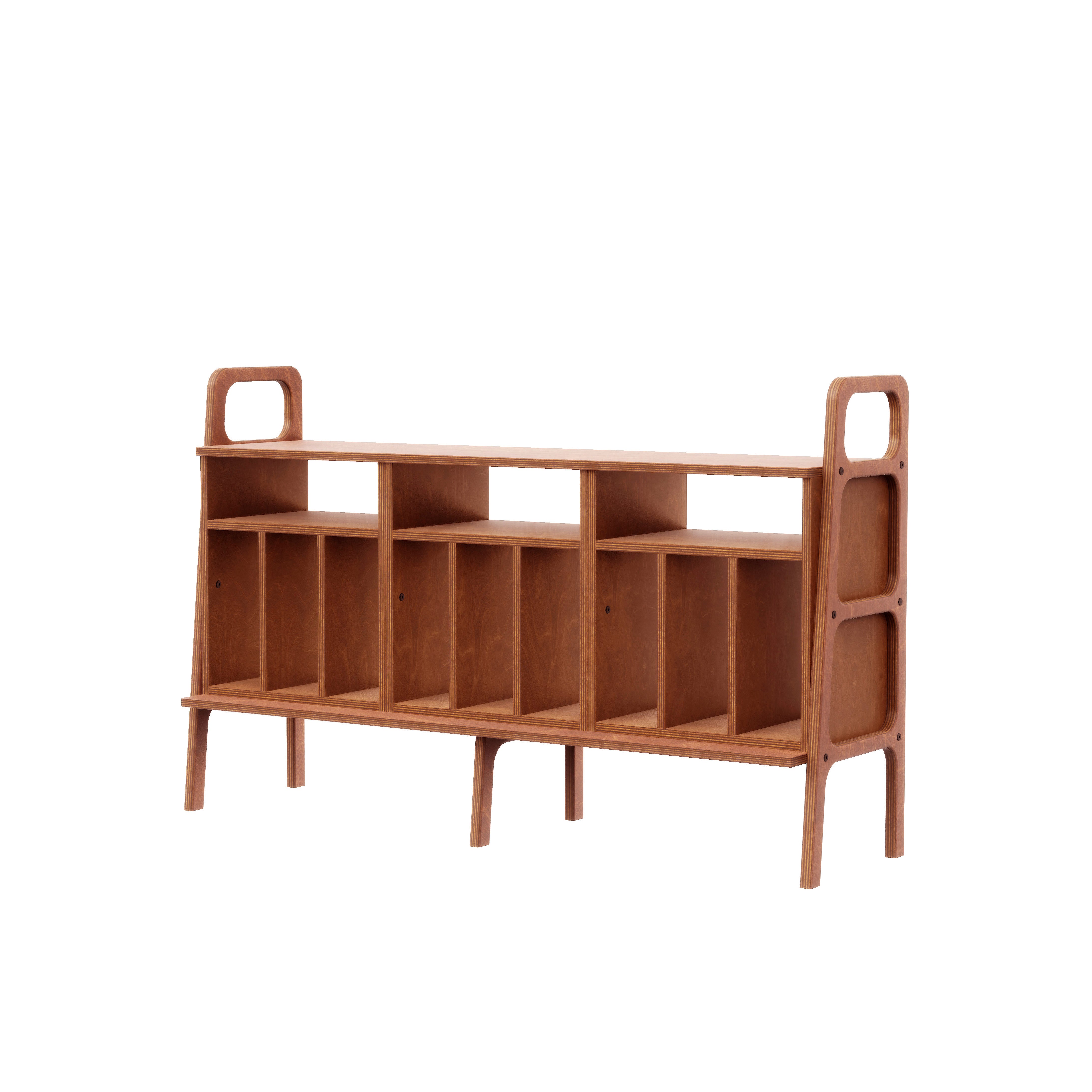PwoodPro Record Storage Cabinet: Mid Century Modern Vinyl Organization