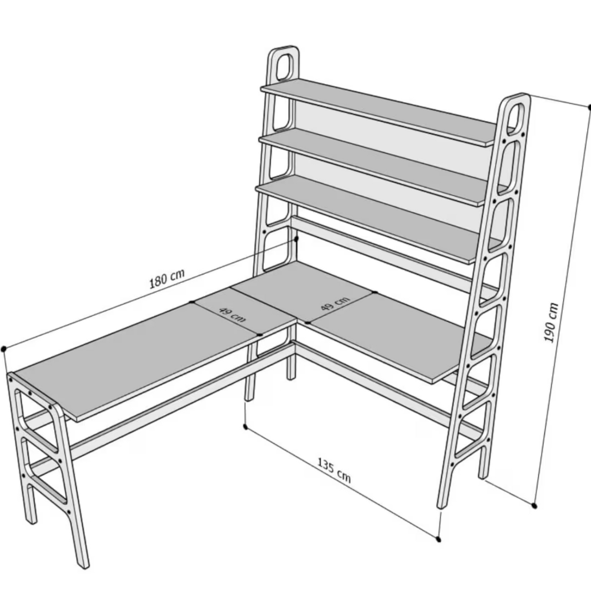 Bookshelf L-Shape Desk