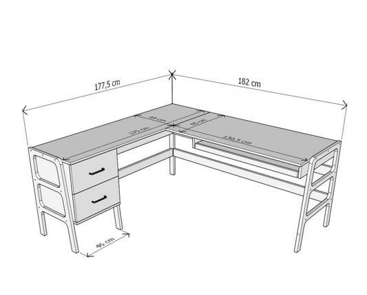 L-Shape Desk with keyboard tray