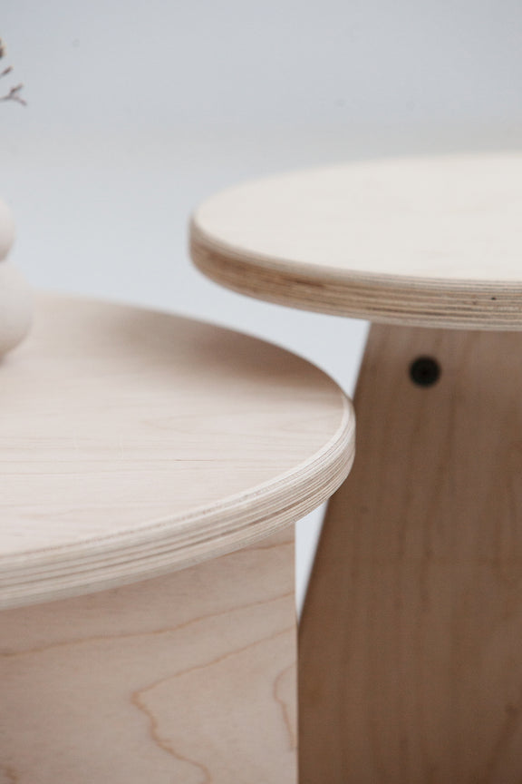 Eco-friendly nesting side tables set with natural plywood finish USA