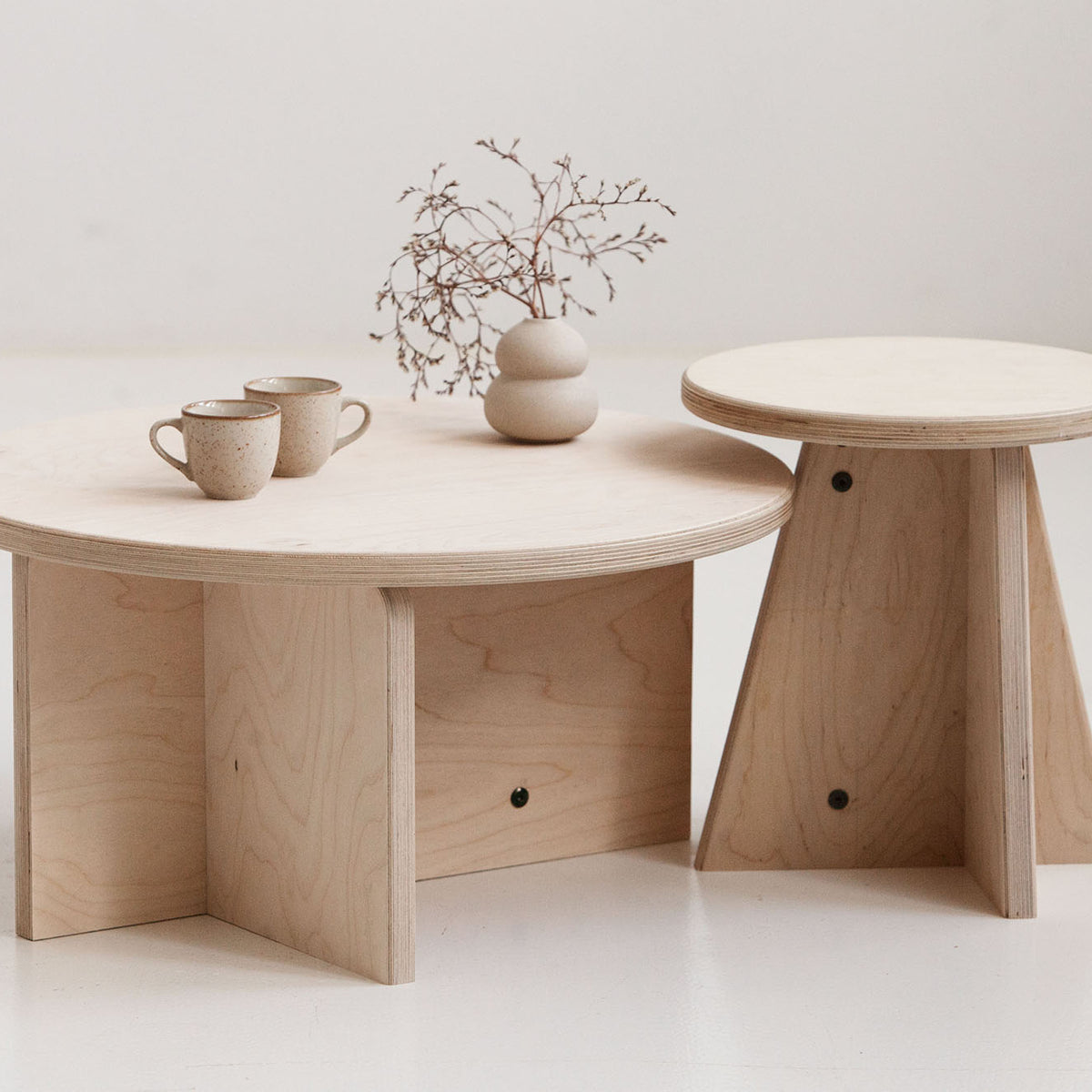 Handmade nesting coffee tables set modular design USA