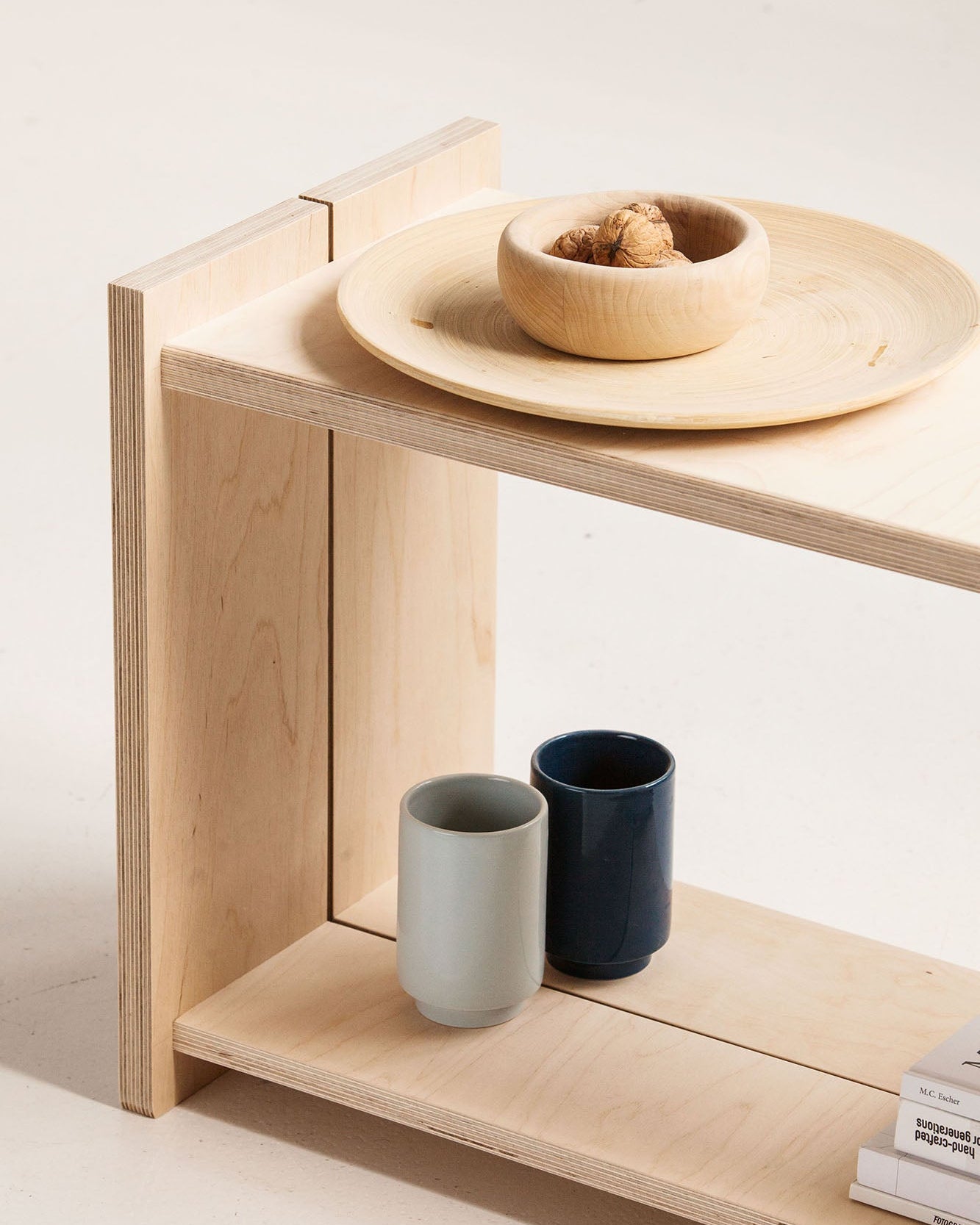 Japandi entryway bench – Minimalist birch plywood shoe bench with