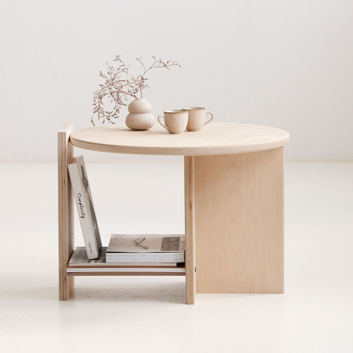 Small round coffee table USA mid-century modern style for living room