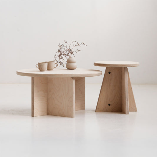 Nesting coffee tables set in eco-friendly birch plywood USA