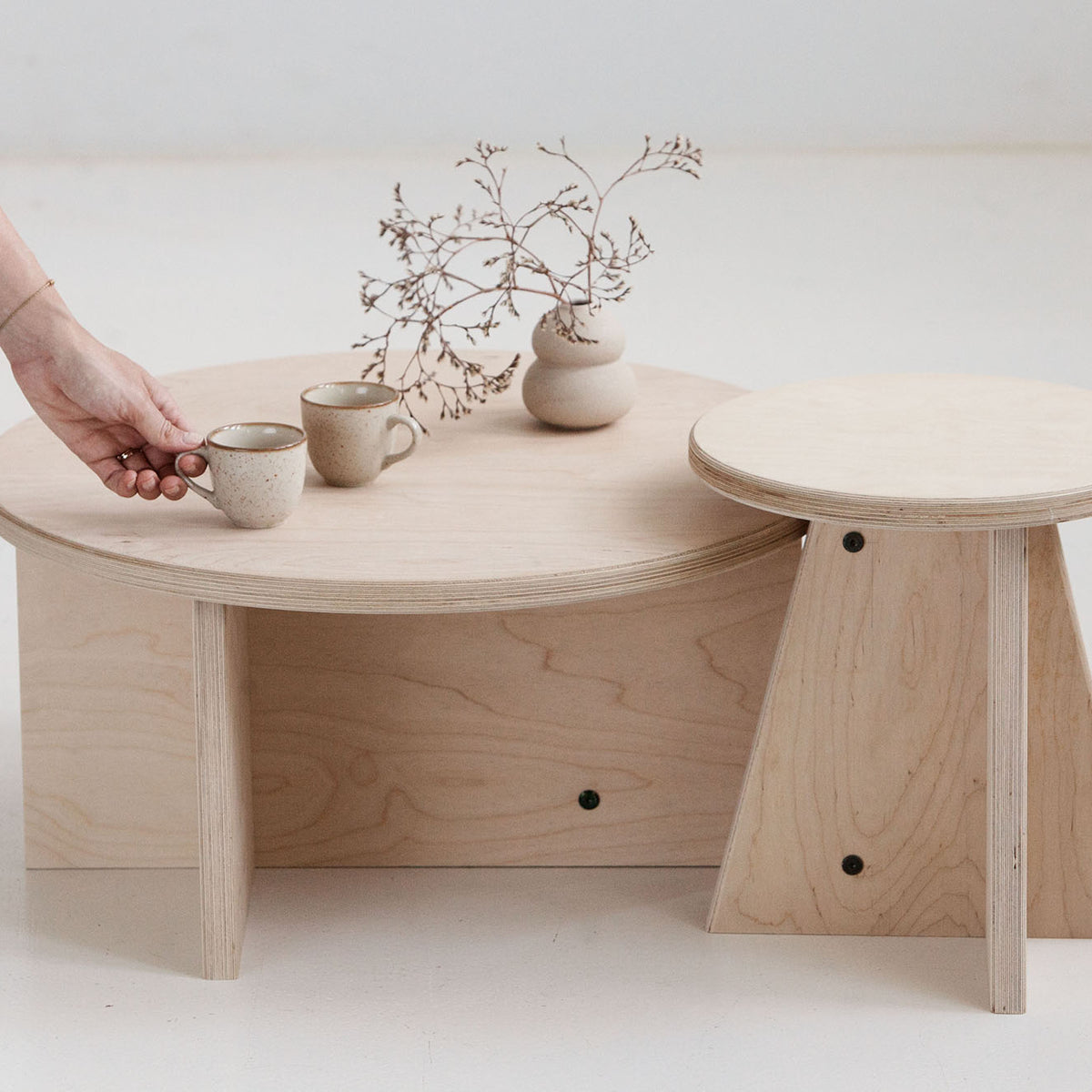 Modern nesting coffee tables set with custom finishes USA