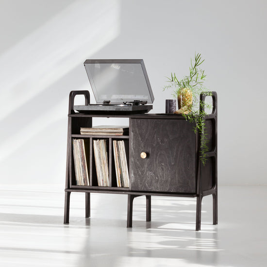 Compact Vinyl Record Storage Sideboard Ideal for Small Spaces
