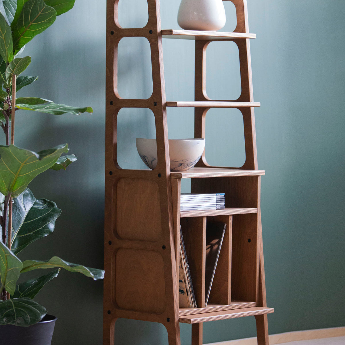 Bookcase Midi with vinyl