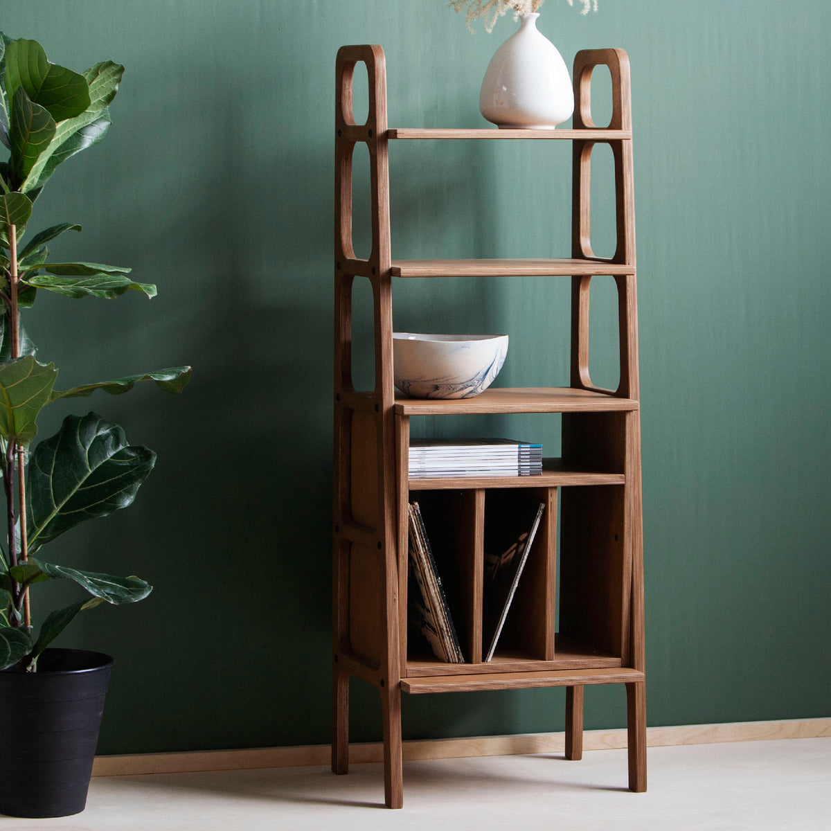 Bookcase Midi with vinyl