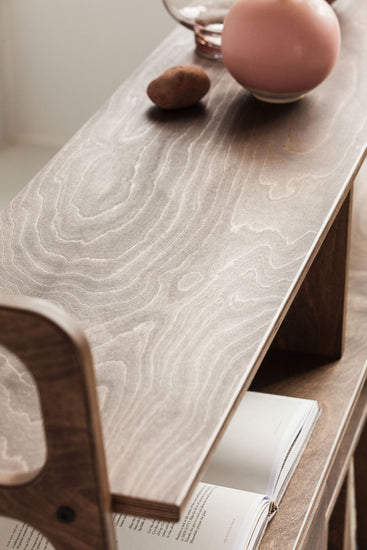 detail-of-mid-century-modern-sideboard-with-drawers-and-vinyl-storage-in-walnut-stain