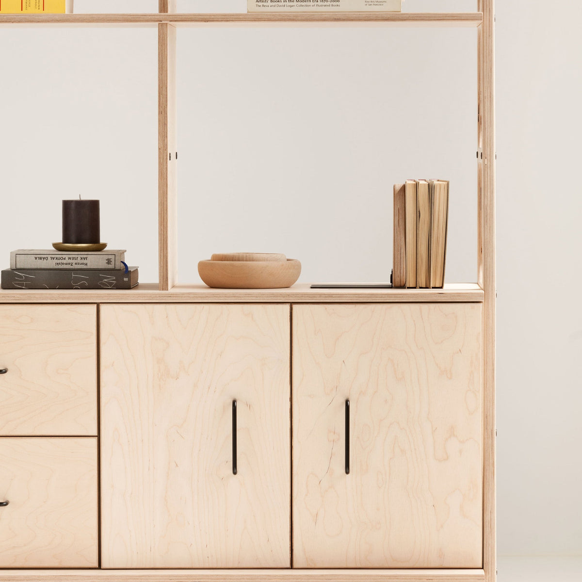 details-of-handmade-bookcase-with-cabinet