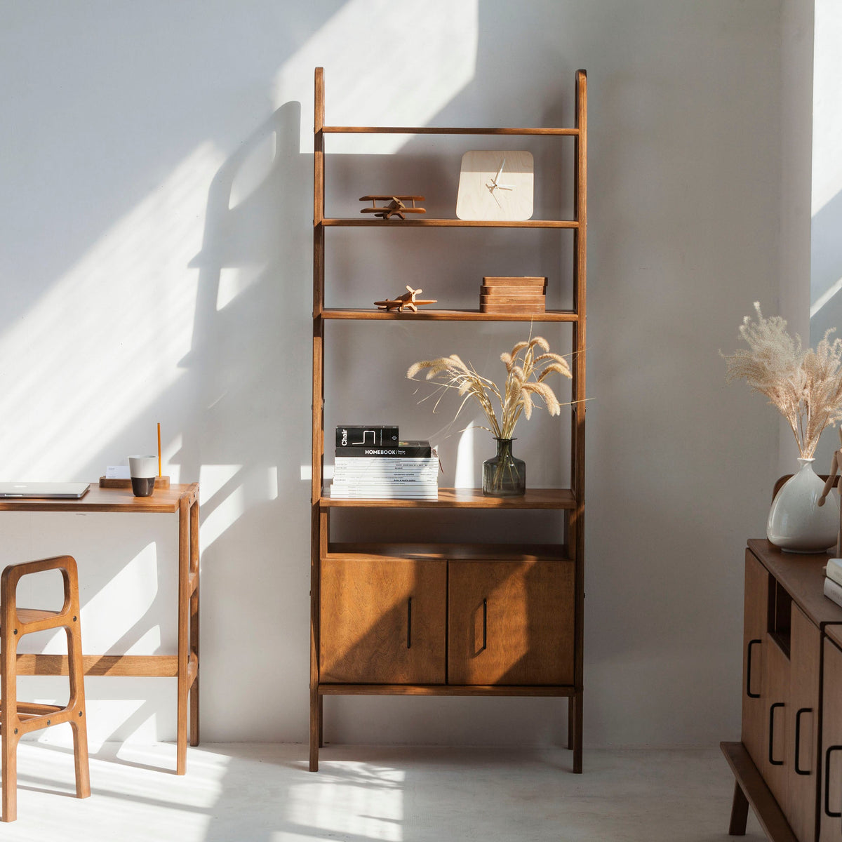 hand-made-mid-century-bookcase-with-cabinet-open