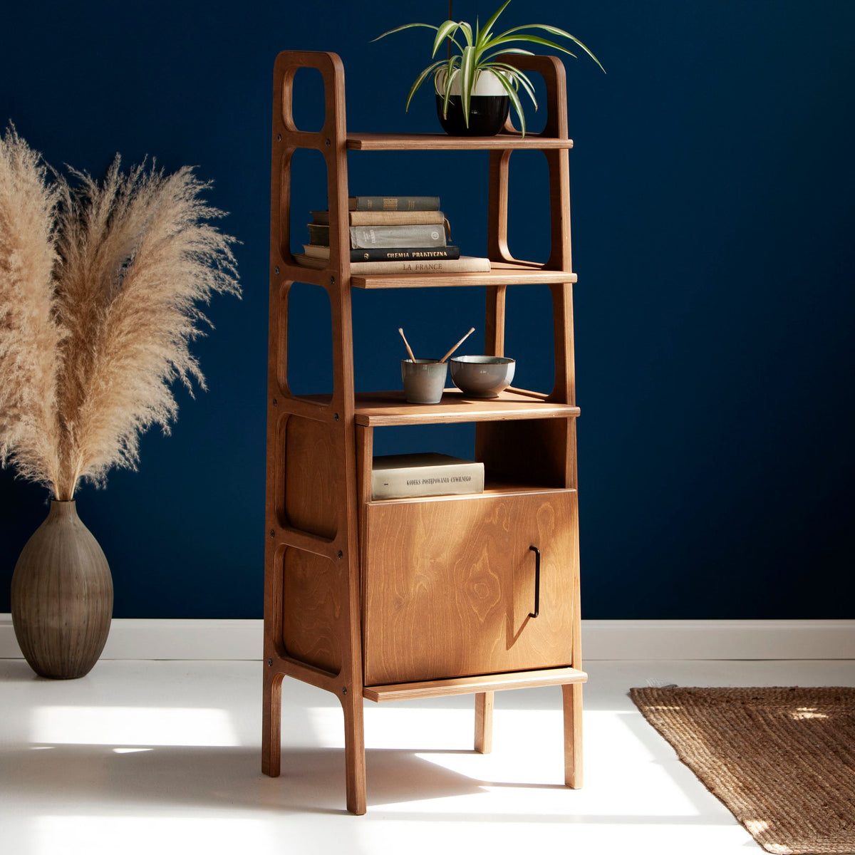 Bookcase Midi with cabinet open
