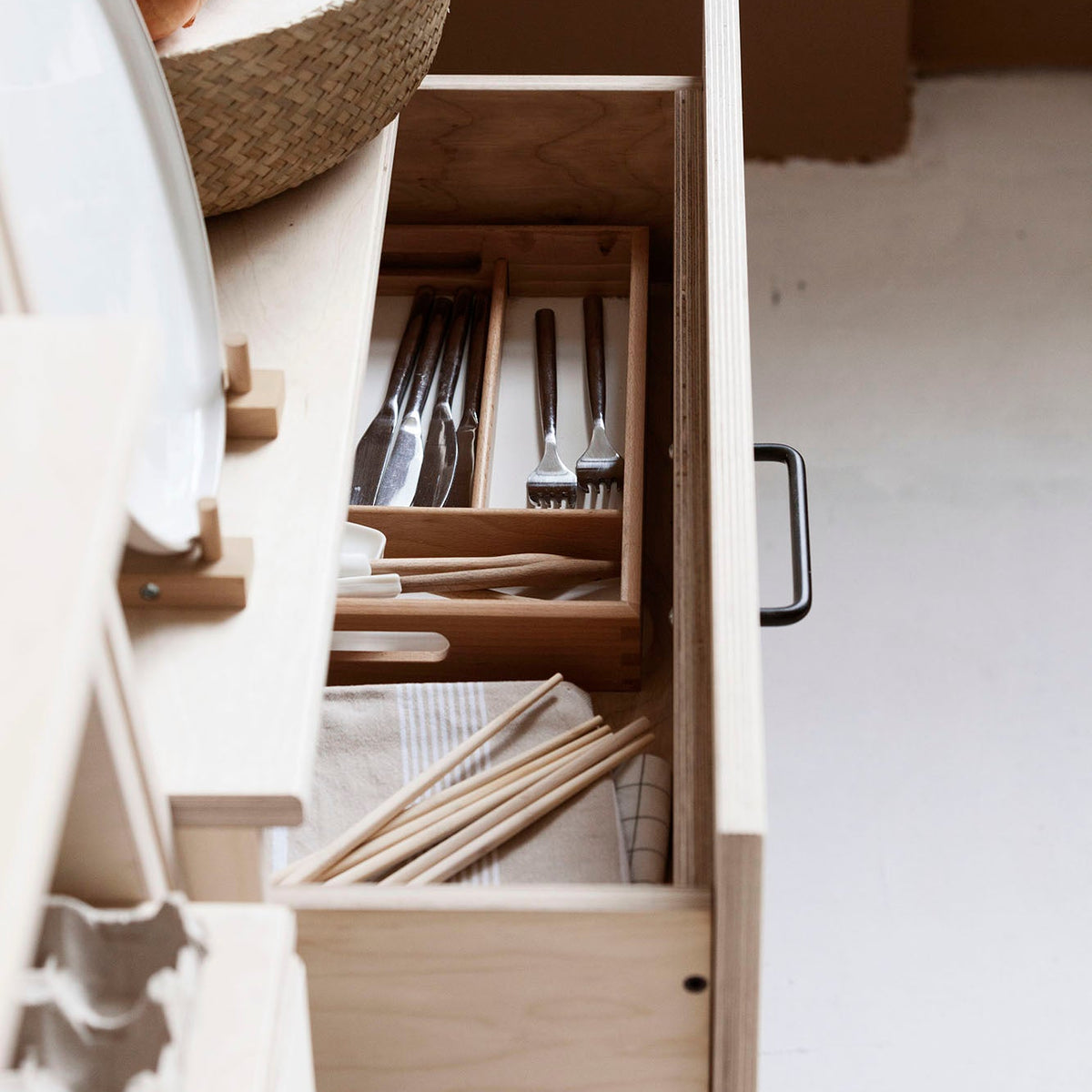 open-drawer-mid-century-wooden-sideboard